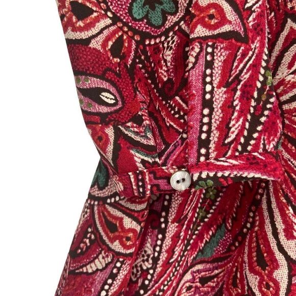 J. Jill Layered Paisley Long Sleeves Tunic Red Medium - Picture 7 of 11